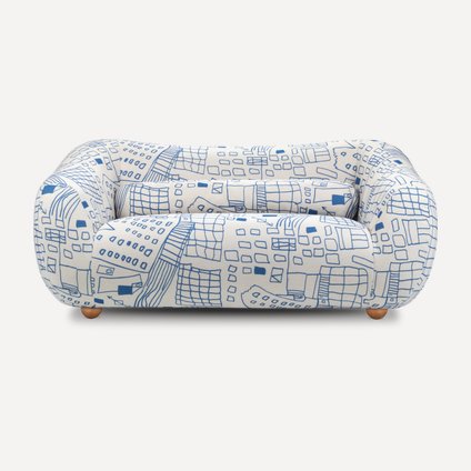 Диван прямой Тут Рядом Дом Сине-бежевый