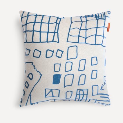 Подушка Тут Рядом Счастье Сине-бежевая